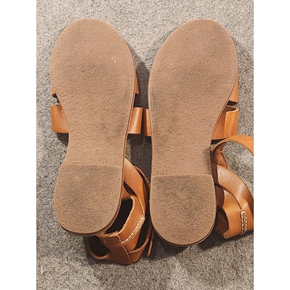 Tommy Bahama Sandals Shoes Womens Size 7 Brown Leather Strappy Ankle Buckle Flat - Picture 7 of 8